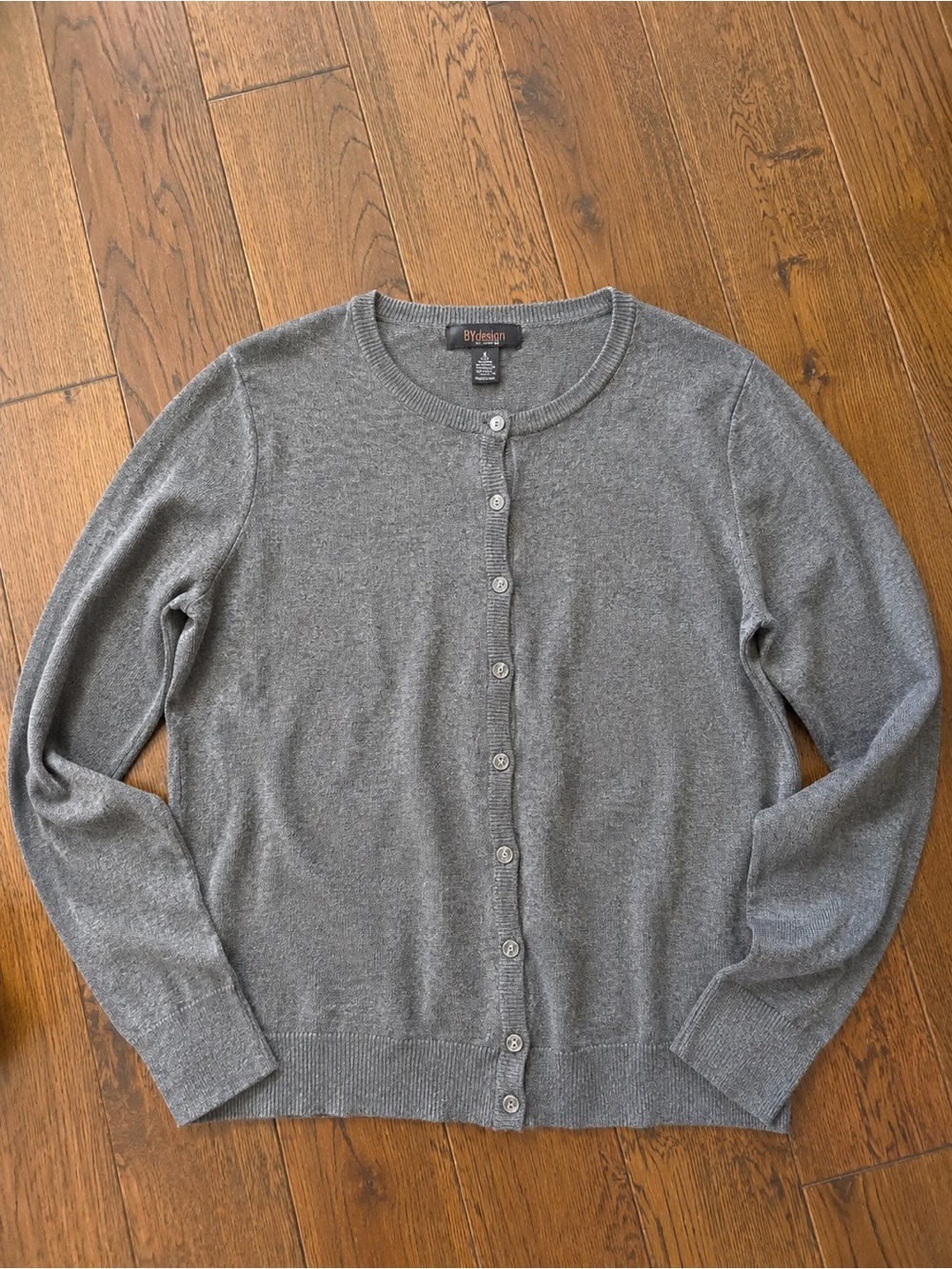 By Design Women’s Gray Crewneck Button Cardigan Sz’s L & XL